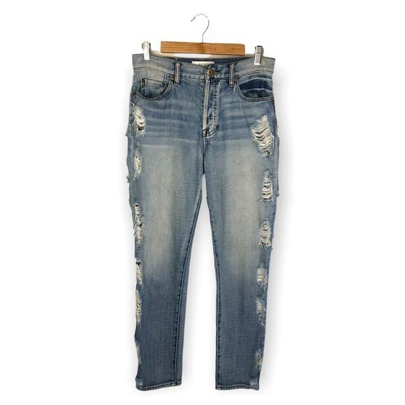 Pistola Relaxed Straight Distressed High Rise Jeans 26 Light Wash Button Fly - Picture 1 of 11